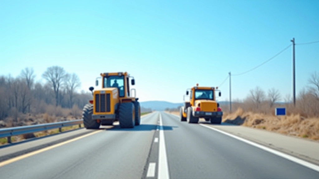 Stavba nové silnice s pracovníky a stroji, infrastrukturní projekt